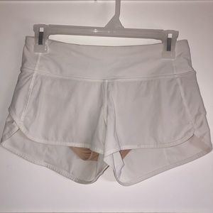 White Lululemon Speed Up short